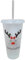 Personalised Christmas Cold Cup, Reindeer Cup with Lid & Straw