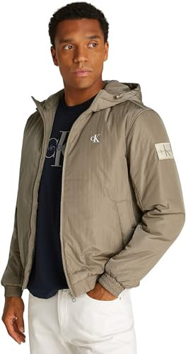 Calvin Klein Jeans Blouson Homme Padded Hooded Mi-Saison, Beige (Brindle), S