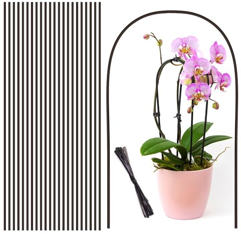 Pflanzstäbe, 20 Stück, biegbar, Einzelstiel-Pflanzenstütze für den Garten, hoch für Innen- und Außenpflanzen, Topfpflanzen, Blumen, Orchideen, Tomaten, 50 cm, Braun