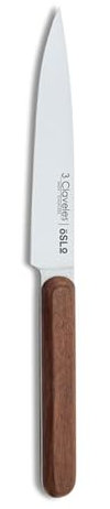 3 Claveles CUCHILLO COCINA DE ACERO INOXIDABLE OSLO CON MANGO DE MADERA DE NOGAL 13 cm - 5 E 3C ESTAMPADO.