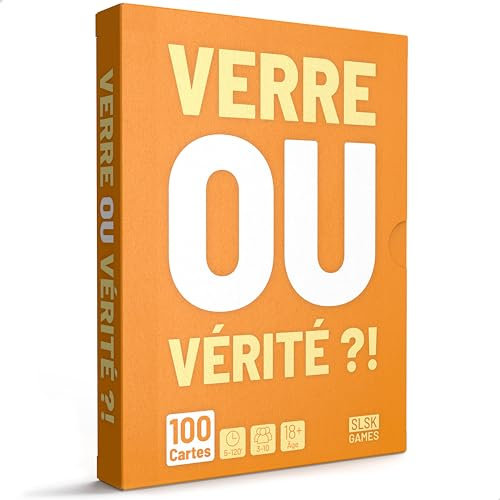 Verre ou Vérité ?! - Le Jeu à Boire Unique en Son Genre - Jeu à Boire avec 100 Cartes - Jeu de Boisson - Jeu de Cartes - Jeu de fête pour Adultes - dès 18 Ans - édition française