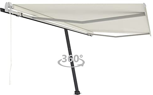 Iiaky Toldo de pie automático Crema 400x350 cm Toldos Exterior Terraza Impermeable Persianas para Sombrilla