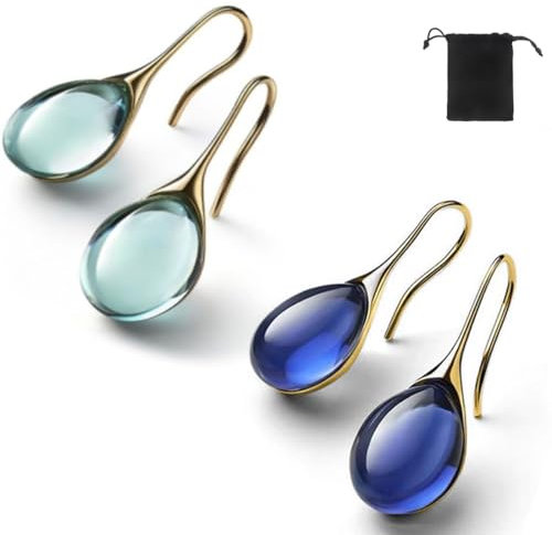 AIOELUV 2 Paar Ohrringe Hängend Opal Schmuck Opal Damen Ohrstecker Für Les Anniversaires Les Mariages Les Vacances Les Anniversaires Les Die Abschlussfeier Türkisgrün Blau