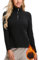 Soneven Funktionsshirt Damen Langarm Thermo Sport Oberteil, 1/4 Zip Warmer Pullover Damen Herbst Basic Langarmshirt, Leicht Thermoshirt für Tägliches Outfit, Laufen, Training Schwarz S
