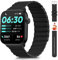 RUXINGX Smartwatch Damen mit Telefonfunktion,1.7 Zoll Smart Watch mit Pulsmesser Schlafmonitor SpO2 Musik Spielen Fitness Armbanduhr, Schrittzähler Uhr Damen Schwarz
