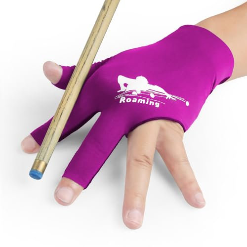 Roaming Gants de billard respirants pour homme main gauche, gants de piscine élastiques pour tireurs, snooker, carambole, queue de billard (rose rouge - main gauche, taille S/M )