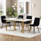 BXEYXE Essgruppe (5-TLG),Esstisch mit 4 Stühlen Set, Moderner Küchentisch Set, 140×80cm Küchentisch mit Golden Metallbeinen, MDF Tischplatte in Weißer,Schwarz Samt Esszimmerstühle