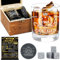 Amosking 60th Birthday Gifts for Men,Vintage 1965 Whiskey Glass Set,Wood Box & Whiskey Stones & 1965 Poster Anniversary Card & Coaster,Birthday Gifts Ideas for Him,Husband,Dad