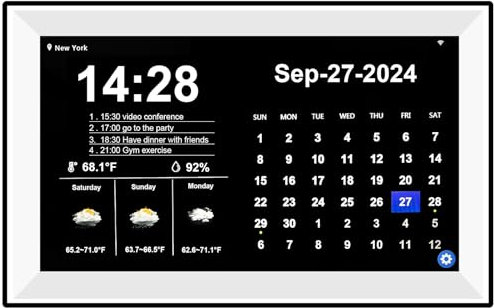 Jazeyeah 2025 Neujahrskalender, 15,6 Zoll WiFi Smart Touchscreen Schreibtisch Bürokalender mit Memo-Erinnerungseinstellungen, digitaler Wecker für Senioren