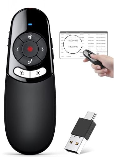 HELLCOOL Digitaler Presenter, 2.4 GHz Wireless Presenter via USB Empfänger, Digitaler Laserointer für Präsentationen, Präsentationsfernbedienung für Windows/Mac/PowerPoint/Keynote/Google Slides/PDF