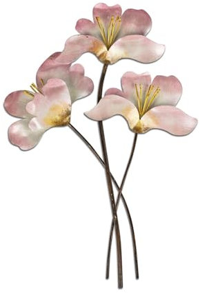 formano Wand-Zweig 3D Blume 45cm - Handbemaltes Metall Wandbild Wanddekoration perlmuttfarbene Blumen Deko für Wohnzimmer Schlafzimmer Flur Wandbehang zum hängen Wandblume