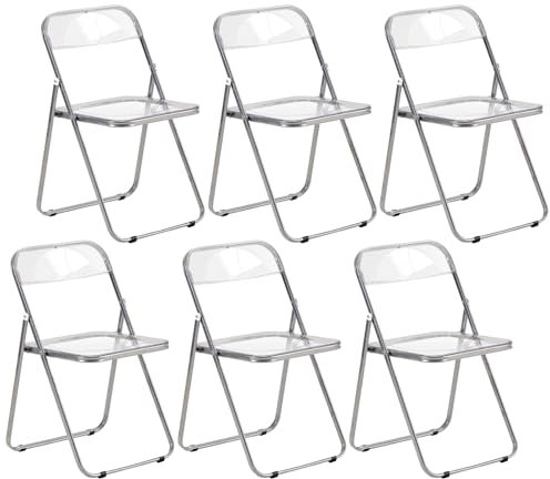 LuxNook 6er Klappstuh PET Transparent Metall Stuhl Klappsessel 152 kg belastbar für Esszimmer, Wohnzimmer, Garten