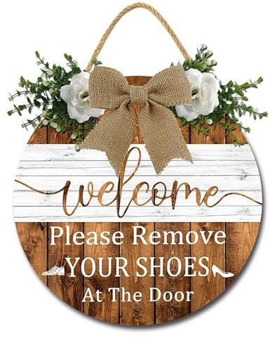 Geroclonup Welcome Please Remove Your Shoes Sign Please Take Your Shoes Off Sign for Front Door No Shoes Sign for House Remove Shoes Sign for Home Take Off Your Shoes Sign for Door Porch 28cm