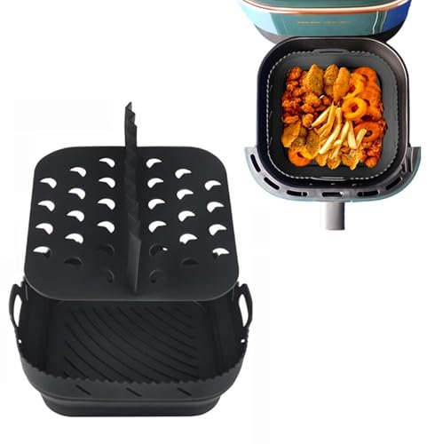Air Fryer Liner Silicone with Divider for Nin-ja Speedi Accessories,Ninja Speedi Series Square Silicone Air Fryer Accessories for Reusable Air Fryer Speedi Series for Nin-ja