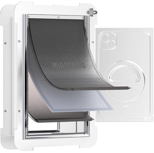 Dog Door with Sliding Lock Panel, Tunnel Adjustable, Double Flap Dog Door and Cat Door, Strong and Rugged, for Medium, Large, and X-Large Dogs (Small)