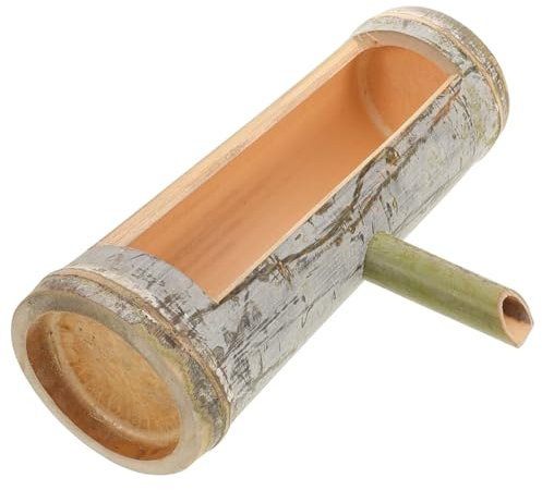 Milisten Fontaine d'eau en bambou naturel, Décor de jardin et d'aquarium, Bambou Zen, Beige clair