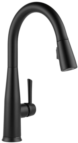 Delta Faucet Essa Touchless Kitchen Faucet with Touch Technology, Black Kitchen Sink Faucet with Pull Down Sprayer, Matte Black 9113TL-BL-DST