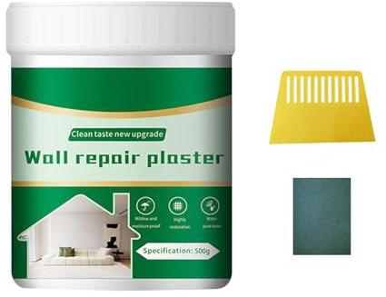 Fliesen Reparaturpaste, 500g Schnelle Wandspachtel, Wandreparatur Set,Trockenbauflicken Reparaturset mit Schaber, Wandausbesserungs Paste für hohe Festigkeit, Wandreparatur Creme