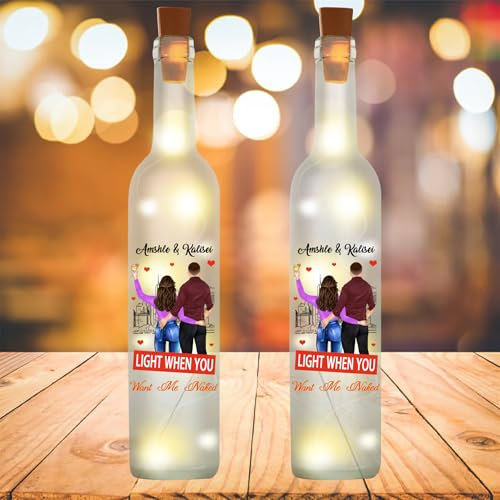 Wasetell Personalized Couple Portrait Bottle Lamp Custom Couple Bottle LED Night Light Couple Lamp Anniversary Bottle Light Bottle Gifts for Birthday Christmas Wedding,Couple-6