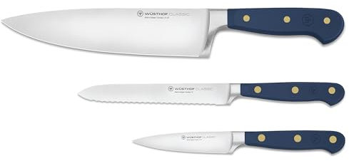 WÜSTHOF Classic Messersatz mit 3 Küchenmessern, Wild Blueberry (Blau)