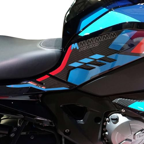 labelbike - 3D Aufkleber für Motorrad Tankschutz und Seitendekorationen aus Harz kompatibel mit BMW M 1000 XR 2023-2025 - Carbon-ähnliche Farbe