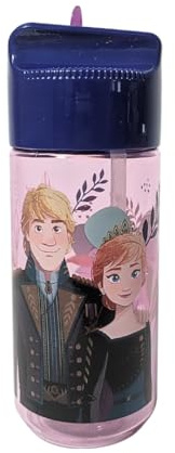My sweety pop - Borraccia per bambini in plastica con cannuccia Frozen - 17 cm - Bottiglia trasparente per scuola, sport, uscite - Chiusura sicura - trasparente - Viola/Blu