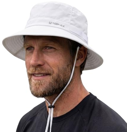 TOP-EX UPF 50 Wide Brim Bucket Sun Hat for Men Women Fishing 95553 White XL
