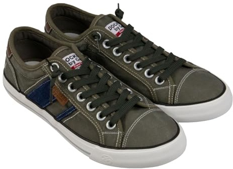 Dockers by Gerli Herren Schuhe Low-Top Sneaker Slip On Turnschuhe Washed Canvas, Farbe:Taupe, Schuhgröße:EUR 45, Artikel:-430 Taupe