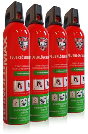XENOTEC Premium Feuerlöschspray - Spezielles Löschspray für Lithium Batterien & Akkus sowie Brandklassen A & F - 4X 750ml - Stopfire - Autofeuerlöscher - REINOLDMAX - Wiederverwendbar
