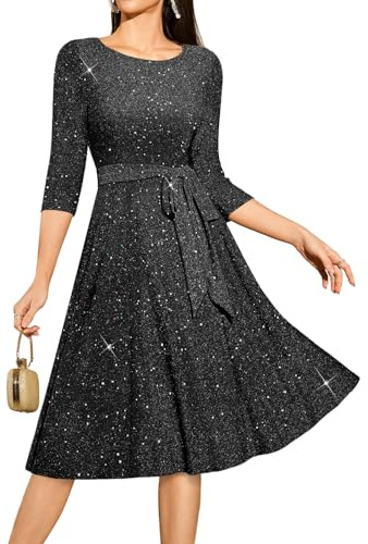 DRESSTELLS Velvet Cocktail Dresses for Women, Winter Holiday Dress, 3/4 Long Sleeves Party Formal Dress