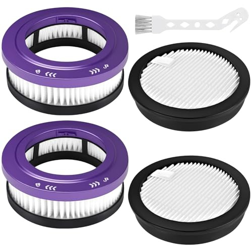 4x Filtri HEPA Compatibili per Anyson Stars 5 45000Pa/550W/70Min Aspirapolvere Senza Fili (2 Prefiltri + 2 Filtri HEPA) | Filtri Lavabili & Riutilizzabili | Accessori Aspirapolvere + Spazzolina