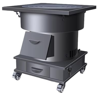 Forno a Legna da Esterno con Ruote Struttura in Lamiera D'acciaio Cucina a Legna con Forno Cassetto Raccogli Cenere Incluso Adatto per Riscaldare e Cucinare(B)