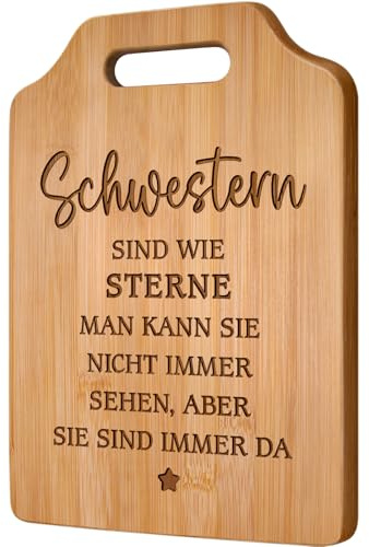Giftasy Schwester Geschenk - Graviertes Bambus Schneidebrett, Geschenk Schwester Geburtstag, Geburtstagsgeschenk für Schwester, Beste Schwester Geschenke, Weihnachten Weihnachtsgeschenke