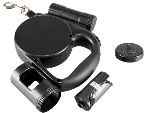 Hundeleinen Mit Kotbeutelhalter 5 m Multifunktionales Automatisches | Einziehbare Leinen Für Kleine Hunde Für Walking Training Camping Wandern Trail Jogging