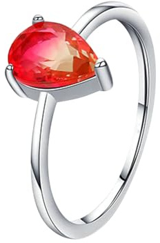 RDSGYZ Anello nuziale in oro bianco 375 585 750 da donna singolo, anello di fidanzamento solitario con gocce di tormalina, fedi nuziali, anniversario, matrimonio, misura 50-62, Metallo prezioso