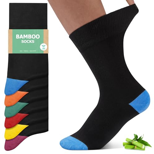 FALARY Mujer Calcetines Bambú Extrasuaves - Premium Calcetines en Viscosa de Bambú Sin Costuras - Transpirables para Uso Diario y Oficina - Multicolor - 35-38 - Pack de 6
