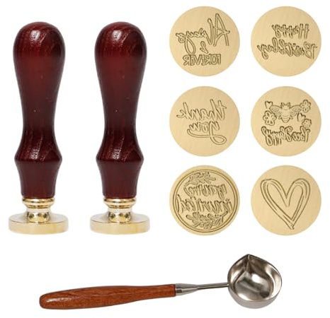 Bofanze 6 Stück Messing Siegelstempel Set Wachssiegel Stempel Siegelstempel | Vielfältige Muster, praktisch, austauschbar,für Umschläge und Einladungen