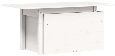 HETFTJN Gartentisch Weiß 100x50x75 cm Massivholz Kiefer mit höhenverstellbarer Tischplatte, Robustes Akazienholz für Balkon Garten Terrasse, Couch- und Esstisch in einem für kleine Balkone