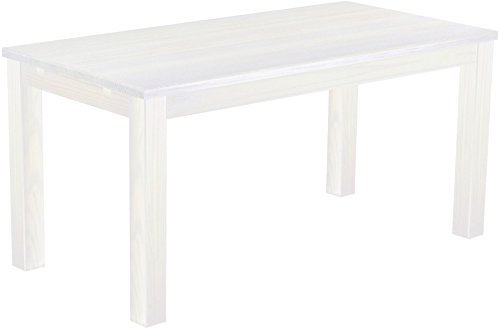 Esstisch Rio Classico 160x80 cm Pinie Weiß Holz Pinie Massivholz Esszimmertisch Echtholz ausziehbar vorgerichtet für Ansteckplatten Brasilmöbel
