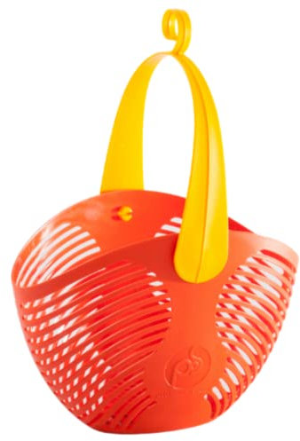 Ecoplast, Cesto Porta Mollette Bucato, Pratico e Comodo, Multiuso, Dotato di Gancio, Ideale da Appendere, Capiente e Resistente, Colore Arancione, Made in Italy