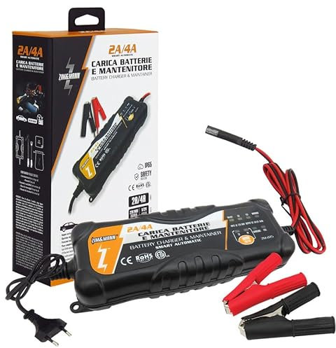 ZIM&MANN Caricabatterie e Mantenitore | Ideale per Auto, Moto, Barche | 7 Fasi | Recupero Batterie | Ricarica 2A/4A | 12V