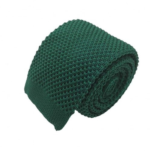 Ecravate - Cravate tricot pour homme. Vert bouteille uni. Slim et bout carré.