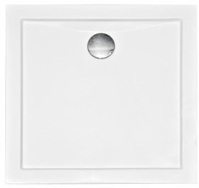 VBChome plato de ducha cuadrado 80 x 80 cm plato de ducha acrílico desagüe plano V90 AQUARIUS blanco liso