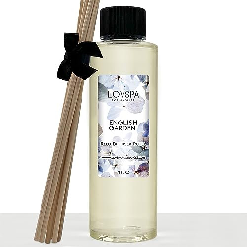 LOVSPA English Garden Duftöl-Nachfüllpack mit stäbchen | Jasmin, Rose, Hyazinthe und Maiglöckchen-Duft für Küche oder Bad, 118 ml