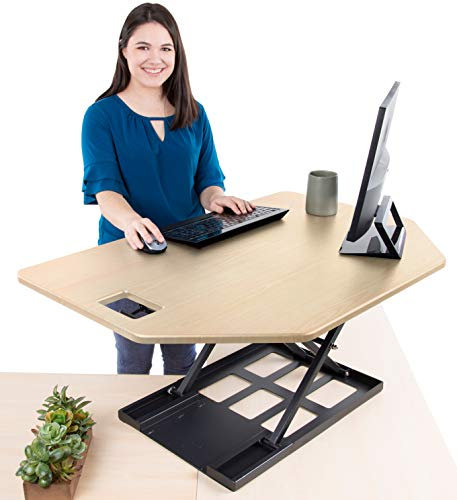 Stand Steady X-Elite Pro | Premier Eck-Steh-Schreibtisch-Konverter | extra großer 101,6 cm Sitz-Steh-Schreibtisch | komplett montiert | höhenverstellbar (5,7 bis 40,6 cm) Schreibtisch-Konverter für