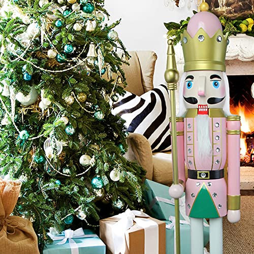 CDL 1,2 m life-size Chrisctams Nutcracker Large/gigante rosa natalizio in legno schiaccianoci soldato ornamento natale schiaccianoci Re K16