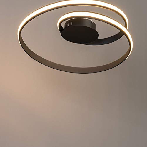 Kosilum Deckenleuchte LED Design Doppelschleife schwarz – Keane – Licht warmweiß Beleuchtung Wohnzimmer Schlafzimmer Küche Flur – 32 W – 1600 lm – integrierte LED – IP20