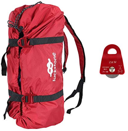 Inzopo Ultralight Rock Climbing Caving Tree Rigging Rope Cord Bag Backpack + Ground Sheet & 20KN Mobile Pulley