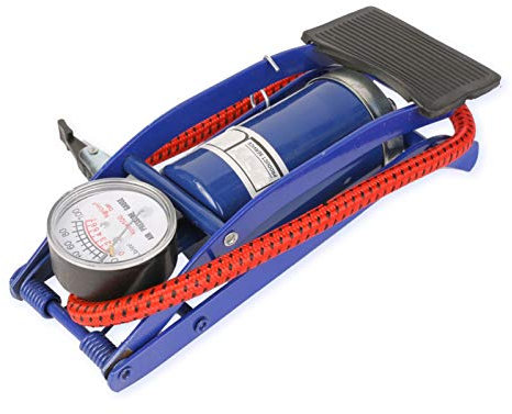 Trintion Foot Pump 59cm Hose Portable Air Inflator Thumb Lock Connector Saving and Labor Time Single Cylinder with Accurate Pressure Gauge for Bicycle Motorcycle Balls and Other Inflatables