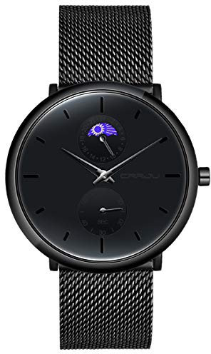 SUPBRO Herren Uhr Männer Edelstahl Wasserdicht Armbanduhr Analog Multi Zifferblatt Business Uhr Ultra Dünne Quarz